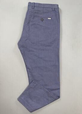 Lacoste Slim Fit Flat Front Chino Pants. High Contrast Blue/White Twill. 34X28.
